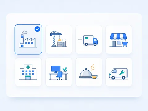 複数の業種カテゴリから該当する業種を選ぶイラスト